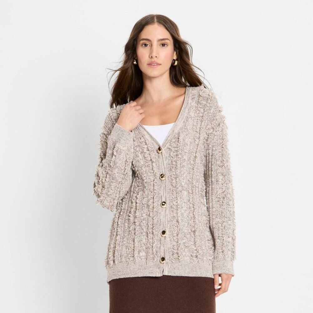 Women's Relaxed Cardigan Sweater - Future Collective Gray L